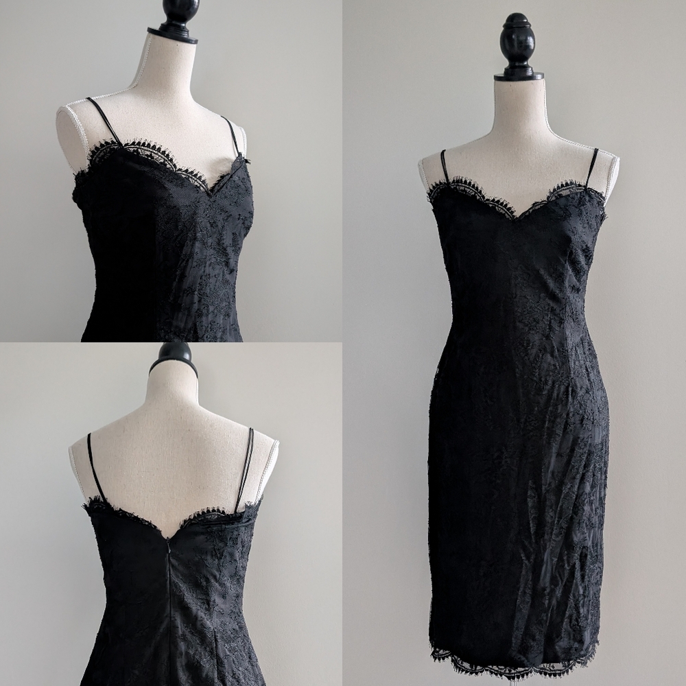 VTG Bill Blass Black Lace Mini Dress LBD